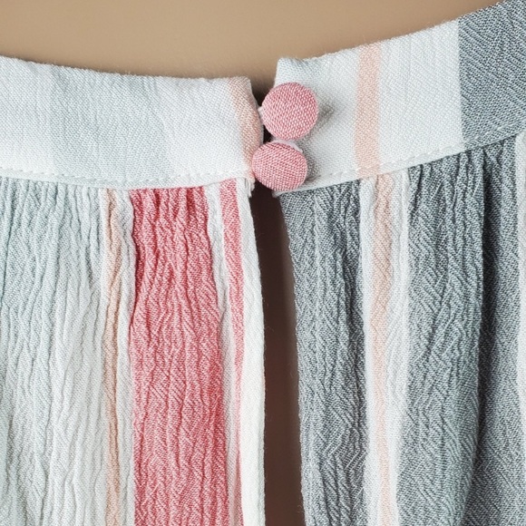 Torrid Multi Stripe Goddess Halter Tank Top High Neck Coral Gray Crepe Print - Picture 6 of 7